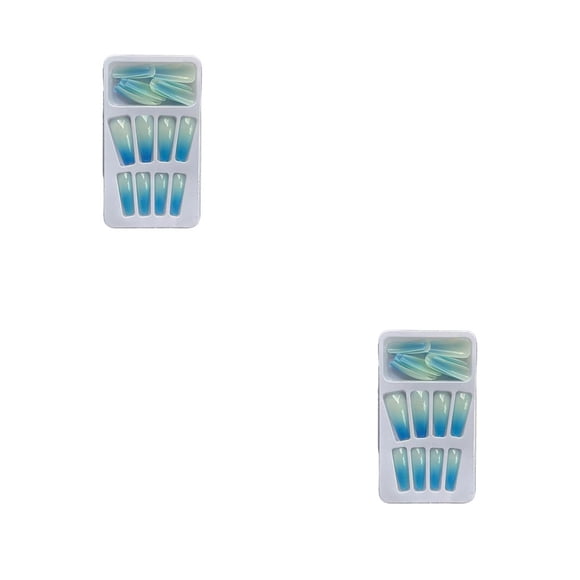 Vogacara 1 Juego de prensa de punta francesa en las uñas brillo degradado puntas artificiales extralargas cubierta completa Kit de manicura de tipo 15 Pegamento 2g, gelatina 24 piezas 2piezas