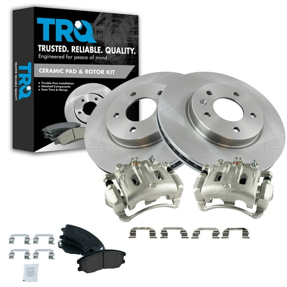 TRQ Front Brake Pad & Rotor Kit Brake Caliper Brake Pads Brake Rotor Ceramic Fits Select 2012-2015 Chevrolet Captiva Sport 2007-2009 Equinox Pontiac Torrent 2008-2010 Saturn Vue Suzuki XL-7