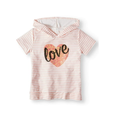 - Embellished Love Striped Hoodie Top (Big Girls)