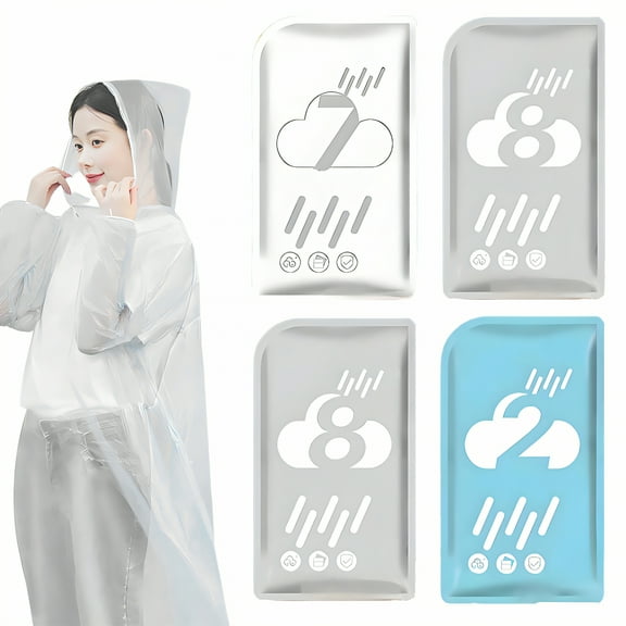 TELOLY 4Pcs Rain Ponchos for Adults,Compact Wrapping Rain Poncho,Swift Retrieval Rain Coats for Men,Style1