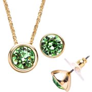 Swarovski Crystal 14kt Gold-Plated Necklace and Earring Set, Available in 12 Birthstones