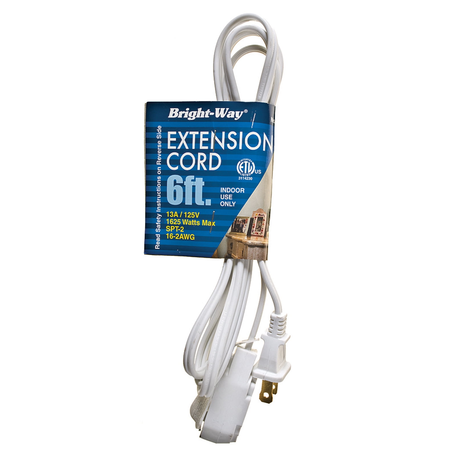 Extension Cord 6', White 1 Pkg