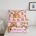 thumbnail image 5 of Manfei Cartoon Capybara Full Size Comforter Sets,Cute Initial K Bedding Comforter Set,Pink Brown,Pink Reversible,3 Pieces,1 Comforter and 2 Pillowcases, 5 of 7