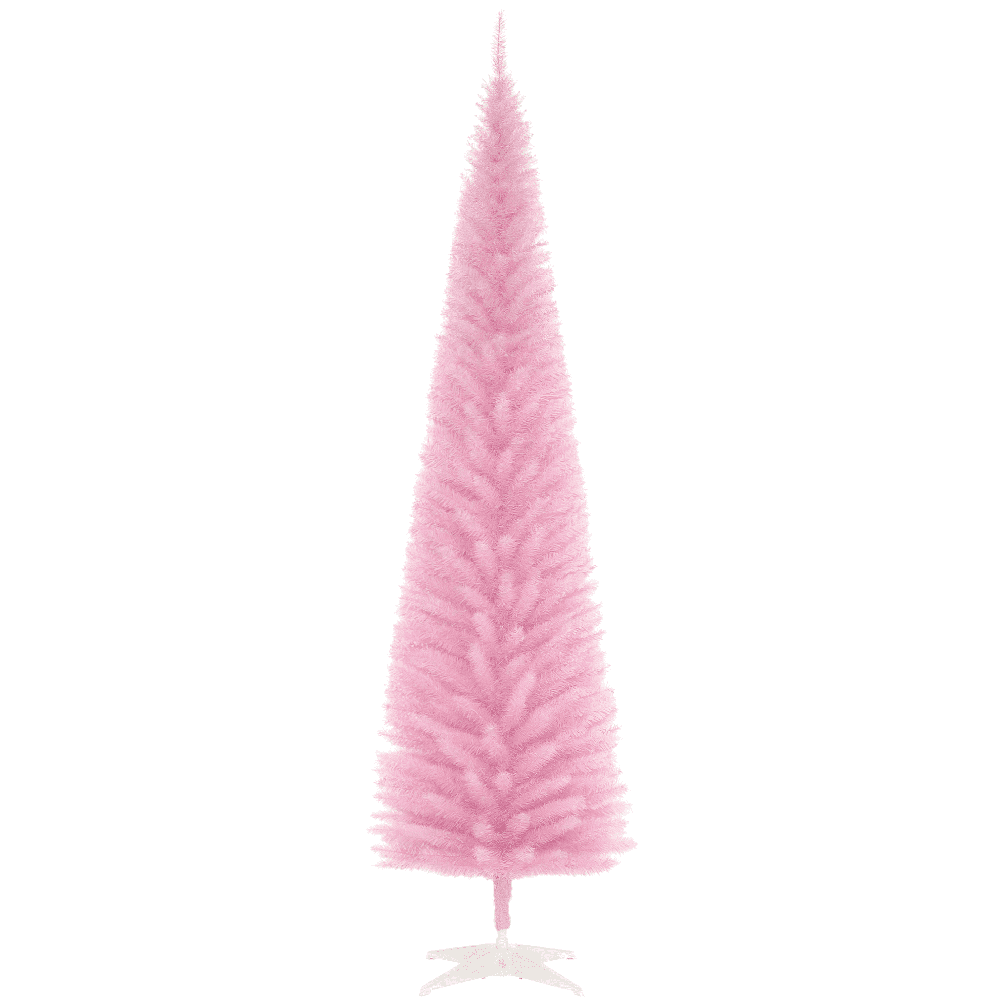Astoutdoor Artificial Christmas Tree, Pink, Plastic, 7 ft, Slim Pencil Style, 499 Tips