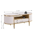 thumbnail image 2 of AKDSteel Modern Luxury Oval Coffee Table With Storage, 47.24" Fluted Design And Faux Marble Top, Curved Profile With Gold Metal Legs, White Center Table For Living Room, 2 of 7