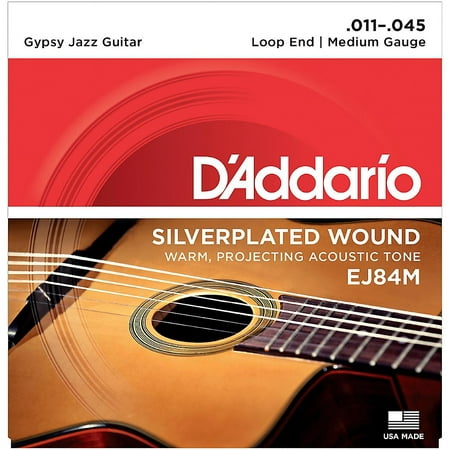 D'Addario EJ84M Gypsy Jazz Silver Wound Loop End Medium Guitar