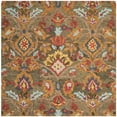 thumbnail image 1 of Safavieh Blossom Collection BLM402B Handmade Premium Wool Area Rug, 4' x 4' Square, Green / Multi, 1 of 4