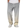 thumbnail image 3 of Men Elastic Drawstring Waist Gradient Sweatpants Wide Leg Loose Fit Soft Athletic Jogger Streetwear Trousers With Side Pockets 2XL, 3 of 8