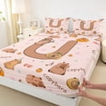 thumbnail image 4 of Erosebridal Brown Capybara Bed Sheets for Kid, Initial U Letter King Sheets, 4pcs, 4 of 5