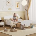 thumbnail image 2 of Qaba Bed Frame with Safety Side Rails for Girl Boy, White, 2 of 10