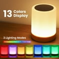 thumbnail image 3 of UWANTME Night Light, 5 Brightness 13 RGB Colors Table Lamps for Bedroom, 3 color Variation Modes Bedside Desk Lamp with USB Port, Portable Small Touch Night Light with Hook for Gatherings, Picnics, 3 of 9