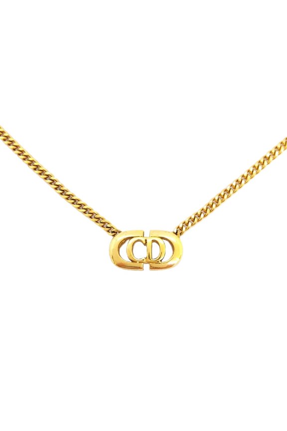 Pre-Owned Christian Dior CD Logo Necklace GPg Gold Women's