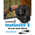 thumbnail image 3 of Garmin Instinct 3 Solar 45 mm, Rugged Outdoor GPS Smartwatch, Metal-Reinforced Bezel, Built-in Flashlight, Up to 28 Days of Battery Life, Black with Black Band with Wearable4U Bundle, 3 of 5