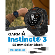 Garmin Instinct 3 Solar 45 mm, Rugged Outdoor GPS Smartwatch, Metal-Reinforced Bezel, Built-in Flashlight, Up to 28 Days of Battery Life, Black with Black Band with Wearable4U Bundle