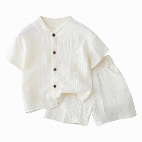 HCNTES Toddler Boy Clothes Baby Boys Summer Outfits Patchwork Short Sleeve T-Shirt Shorts Set Summer Clothes Set(12-18 Months,a76-Beige)