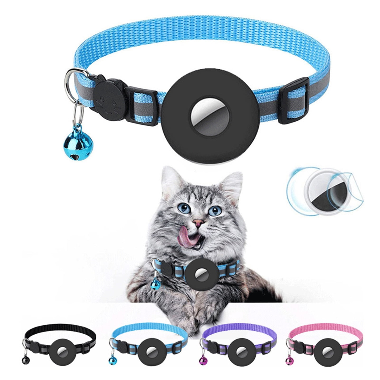 2pcs For Cover Cat Collar Bell Ring Luminous Nylon Kitten Dog Collar For GPS Finder Anti Loss Tracker Device - Quick Location