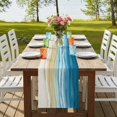 thumbnail image 4 of Table Runners 120 Inches Long Dress Scarves, Blue Summer Beach Coastal Farmhouse Coffee/Dining/Kitchen Table Runner for Living Room, Nautical Beige Seaside 13x120 Inch, 4 of 9