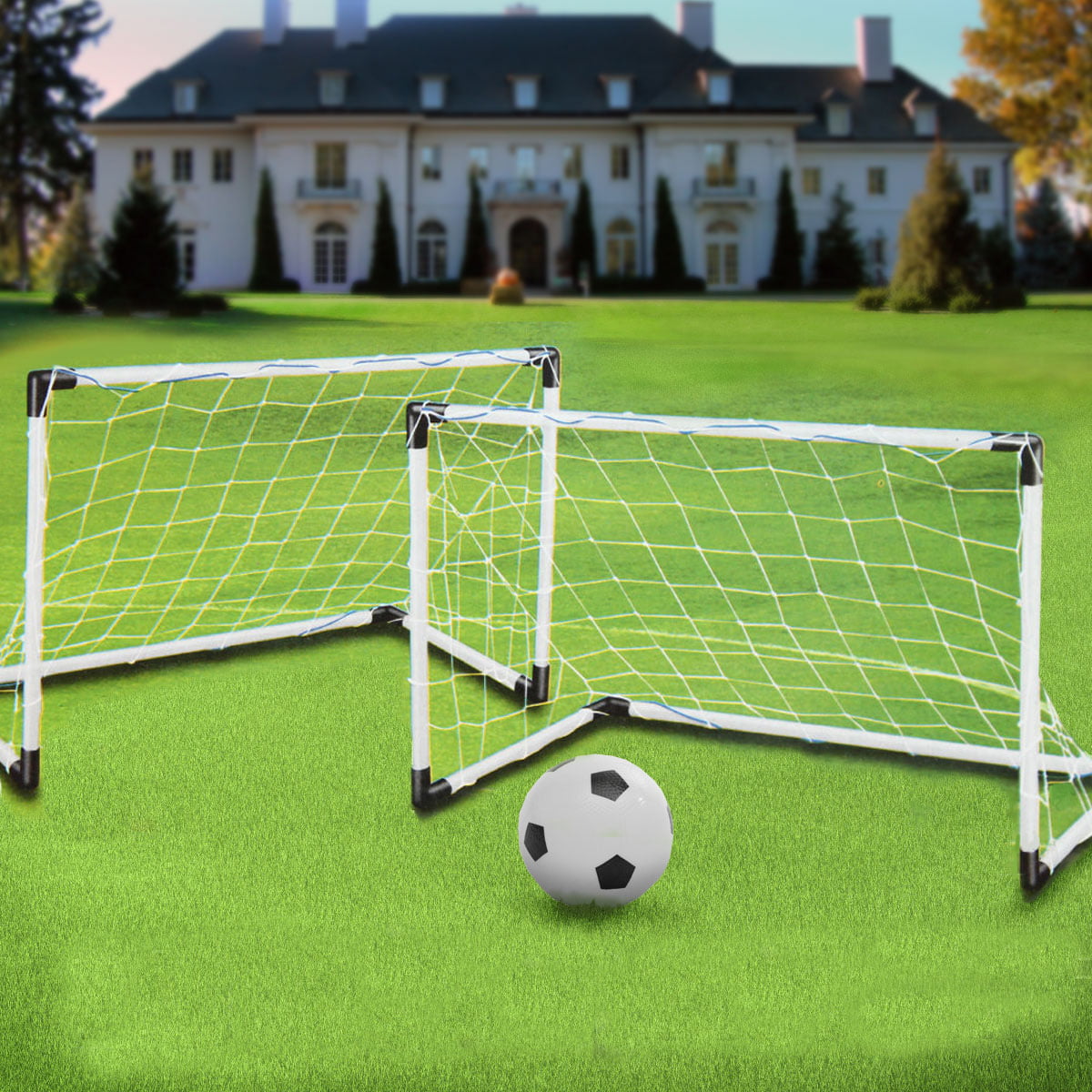 2in1 Mini Football Soccer Goal Post Net+Ball+Pump Kids Outdoor Set Training Game 