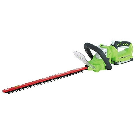 Greenworks 24V 20" Cordless Extended Reach Hedge Trimmer, Green