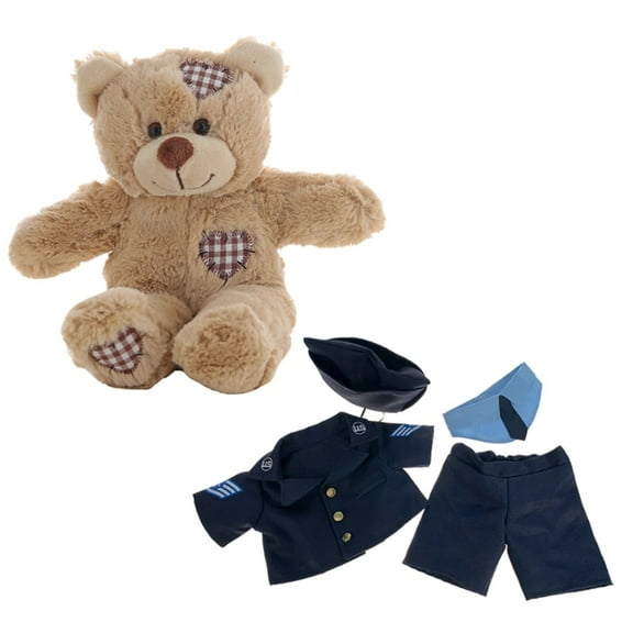Plush Gear Brown Patches Bear 8" Plush Toy with Air Force Uniform – Cute Military Gift for Kids