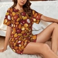 thumbnail image 4 of "Wukai Almond Nuts Women's Pajama Set - Short-Sleeve Top and Shorts with Elastic Waistband and Pockets for Loungewear, Yoga, and Casual Wear-Medium, 4 of 8