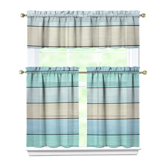 Abstract Oil Painting Kitchen Curtain Valance 3 Piece Set for Kitchen Curtains and Valance Set Short Curtain Sink Window Decor 36 Inch Small Window Treatment Tier 27.5x36 Length
