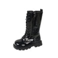 thumbnail image 2 of BFHHYA Girls' PU Leather Boots Lace-Up Fleece-Lined Mid Calf Boots Waterproof Snow Boots Side Zipper Martin Boots for Snowy Errands, 2 of 9
