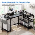 thumbnail image 3 of L Shaped Desk, Computer Gaming Desk with Power Outlet & Led Light, Reversible Corner Desk with Monitor Stand & Storage Shelves, Storage Bag for Home Office, 3 of 9