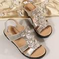 thumbnail image 3 of Women Crystal Pearl Wedge Slides Sandals Summer Open toe Espadrilles Flatform Wedges Sandal, 3 of 5