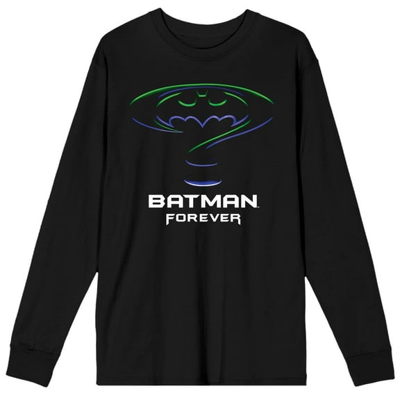 Batman Forever Movie Logo Men's Black Long Sleeve Shirt-3XL