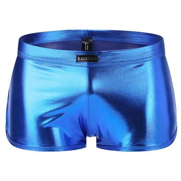 Xijirk Mens Underwear,Briefs Imitation Leather Lacquer Plain Pants Fashion Comfort Fit Daily Wear Style Smooth Texture,Men's Underwear,Blue,L