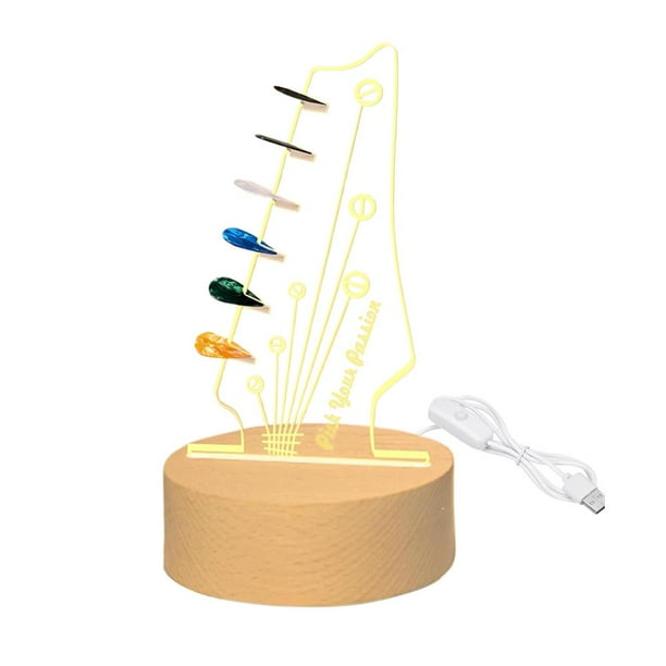 LUVCLS Estante de almacenamiento de paletas de guitarra de madera Luz acrílica Regalo creativo Luz ✨s