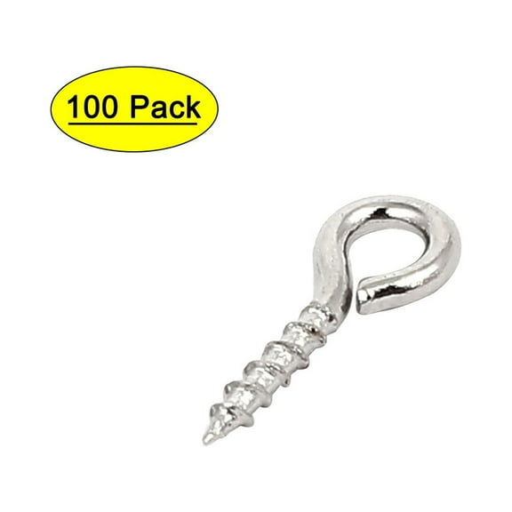 Unique Bargains 1mm Dia Thread Metal Bolt Eyelet Hook Screw Assortment Silver Tone 100Pcs