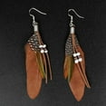 thumbnail image 5 of LANCHARMED Hypoallergenic Silver Plated Featherlight Brown Feather Earrings, Valentine's Party Gift for Women, 5 of 5