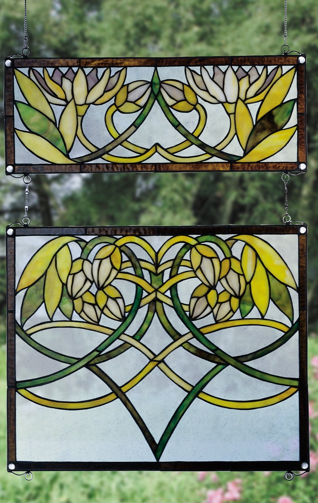 21"W X 26"H Waterlily 2 -Piece Stained Glass Window
