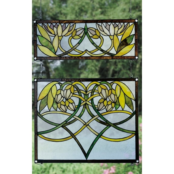 Waterlily 2-Pc Stained Glass Window