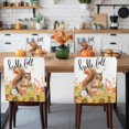 thumbnail image 3 of Fall Thanksgiving Chair Covers Set of 8 Day Cute Squirrel Sunflowers Fall Leaves Chair Back Covers Stretch Removable Washable Slipcovers Protector for Dining Room Kitchen Party Decor, 3 of 5