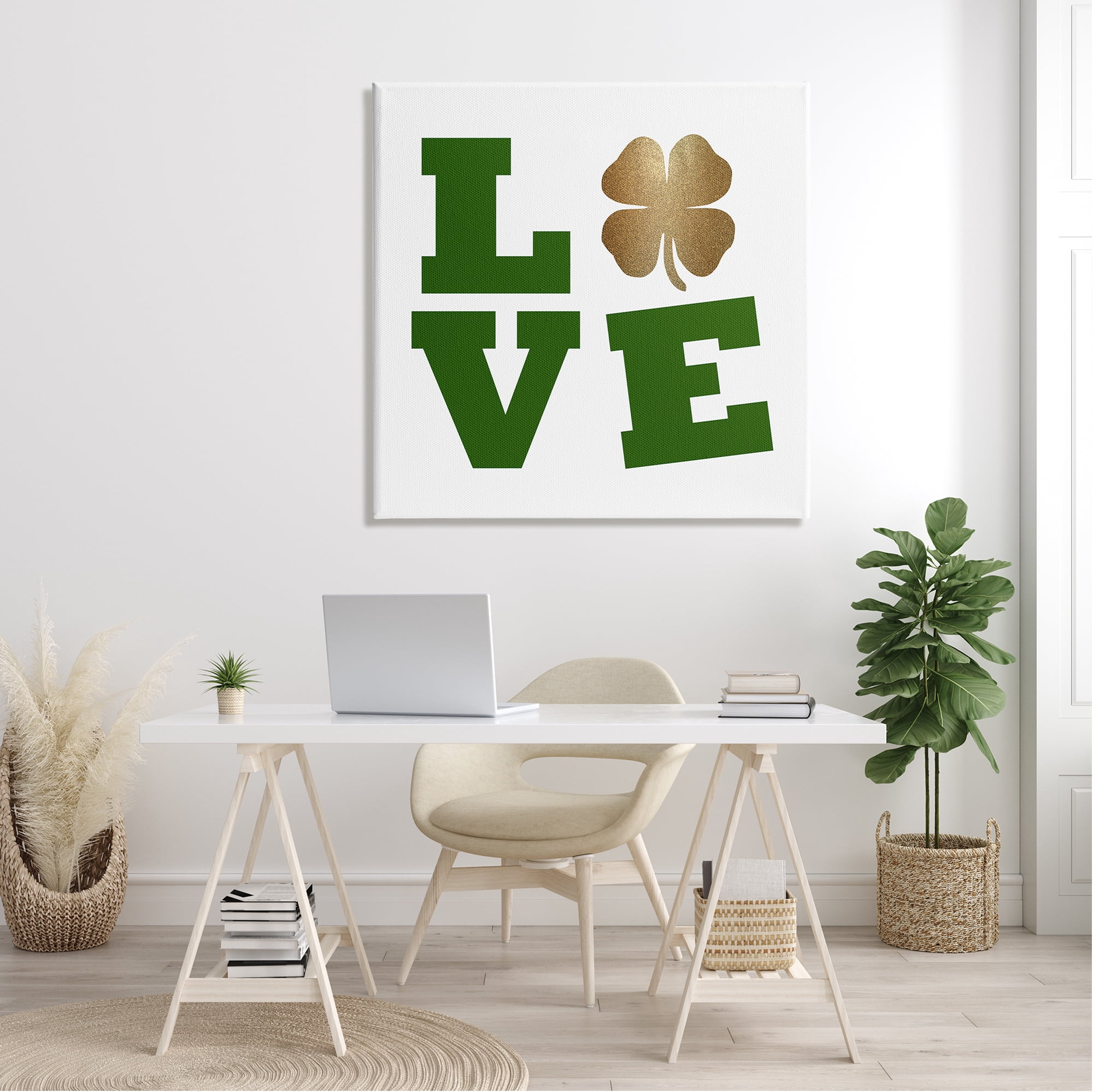 Stupell St Patrick's Day Clover Love Symbol Holiday Painting Gallery Wrapped Canvas Print Wall Art