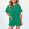 thumbnail image 5 of Timegard Lounge Sets for Women Ribbed Short Sleeve Tee Shorts with Pockets Summer Outfits Solid Color, 5 of 6