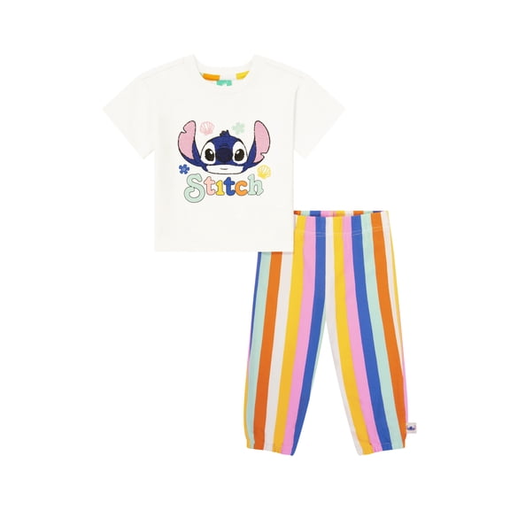 Lilo & Stitch Baby Girl Viscose French Terry Pant Set, Sizes 0-24 Months