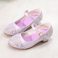 thumbnail image 2 of Gubotare Shoes for Girls Girls Dress Shoes Closed Toe Low Heels Ankle Strap Bow Wedding Party Sandals Princess Flower Shoes (Purple,Little Kids 12.5), 2 of 7