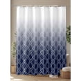 thumbnail image 4 of Fsddascl Morocco Blue Shower Curtain Set - Standard 72" x 72" Washable Bathtub Curtain with 12 Hooks, Gradient Geometric Plaid Modern Lattice Waterproof Fabric Stall Shower Curtains for Bathroom, 4 of 6