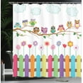 thumbnail image 4 of Ambesonne Owls Shower Curtain, Bird on Branch Sunny Day, 69"Wx84"L, Multicolor, 4 of 5