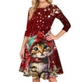 thumbnail image 5 of Women's Cocktail Dresses 3/4 Sleeve Vintage Wedding Guest Christmas Dress for Holiday Parties and Special Events,Red,XL, 5 of 5