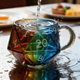 thumbnail image 5 of Geometric Rainbow Glass Mug With D20 Dices Pattern Nonslip Grip Dishwasher Safe For Coffee Cocktails Hot Beverages Cup, 5 of 8