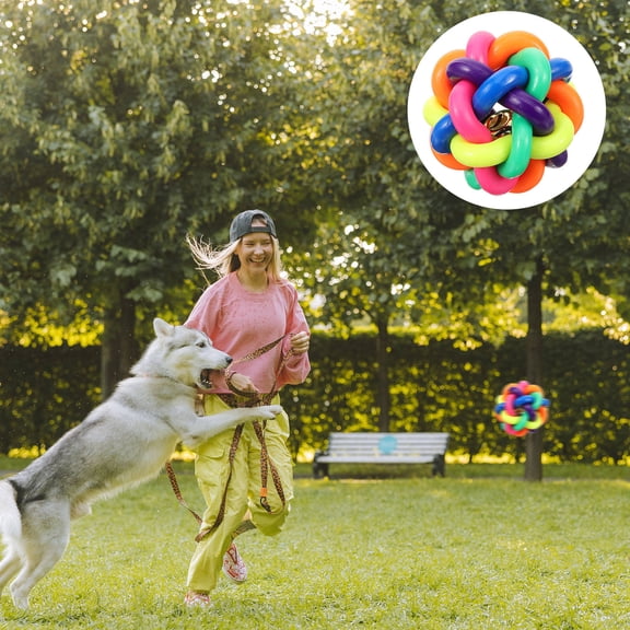SEWCHICS Puppy Ball with Bell for Dogs Bite Resistant Squeaky Toy Promotes Oral Health 7.5cm