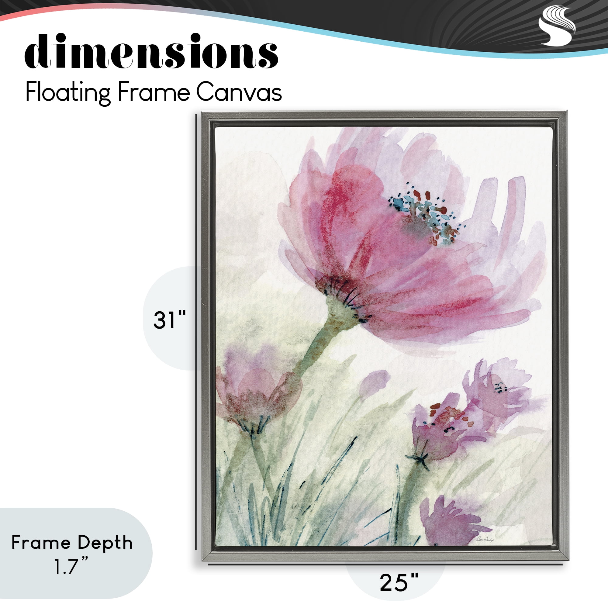 Stupell Industries Pink Flower & Speckled Stamen Gray Framed Floater Canvas Wall Art, design by Patti Bishop