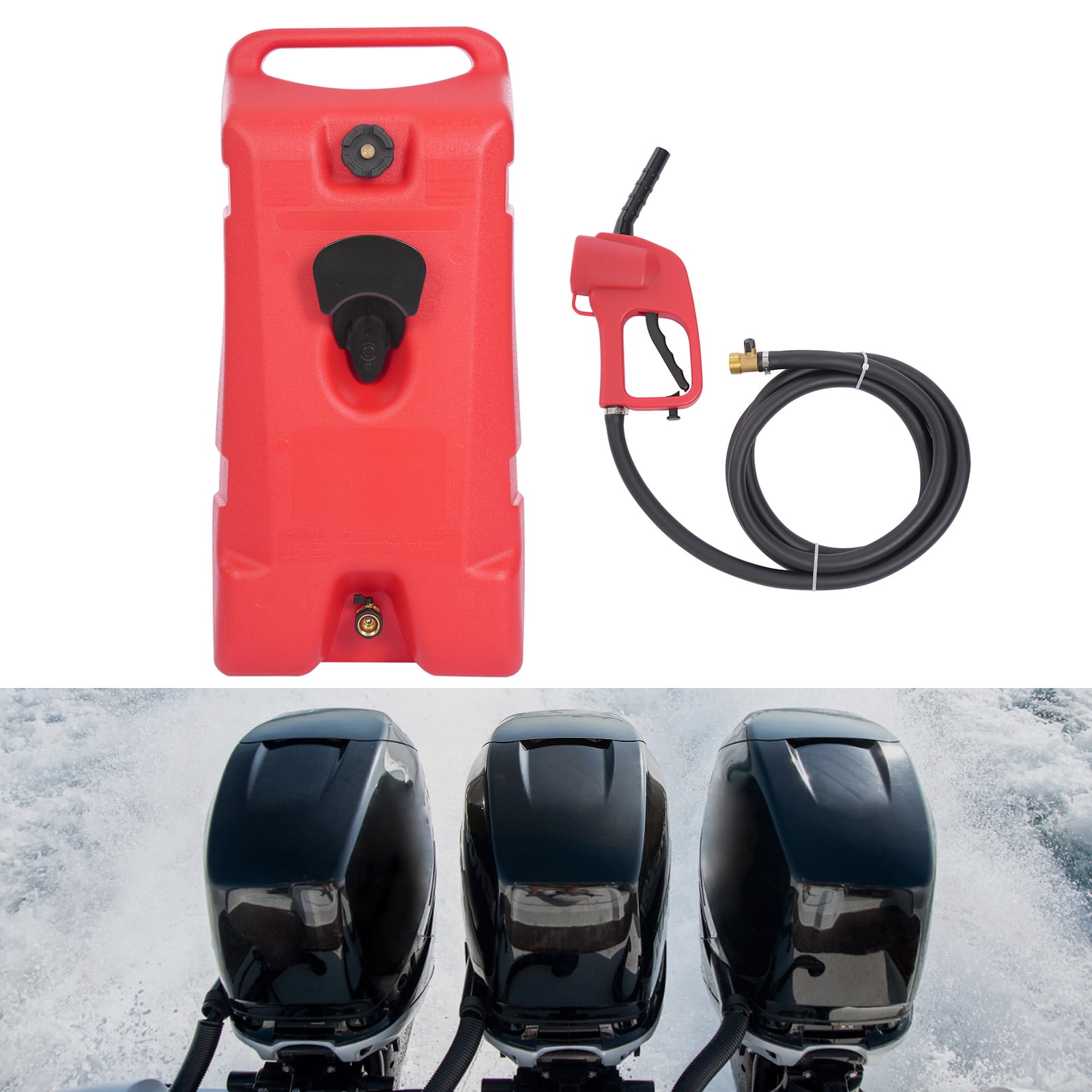 Wildnix 53L Portable Fuel Tank with Hose Bracket, Fuel Gun, and Child Lock for Safe and Convenient Fueling, Red HDPE Construction for Durability