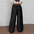 thumbnail image 4 of GrmtClth Plush Wide Leg Pants for Women Cozy Loose Fit Long Pants Casual Fleece Thermal Elastic Waist Bottoms Black S, 4 of 6