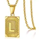 thumbnail image 1 of Initial Pendant Necklace for Women Simple Stainless Steel Cuba Link Charm Letter Square Necklace Men Jewelry Couple Gift, 1 of 5